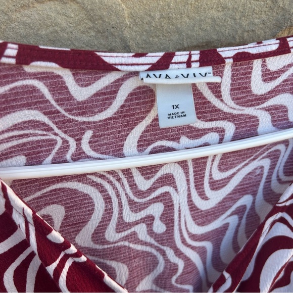 AVA & VIV maxi dress red and white size 1x with ties modest contemporary style - Picture 9 of 12